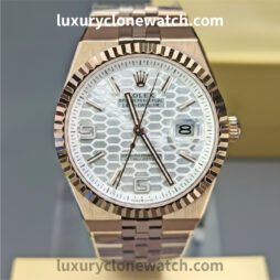Rolex Super Clone Watches 1:1 Land-Dweller M127335-0001 White Dial Rose Gold 7135 Movement 40mm